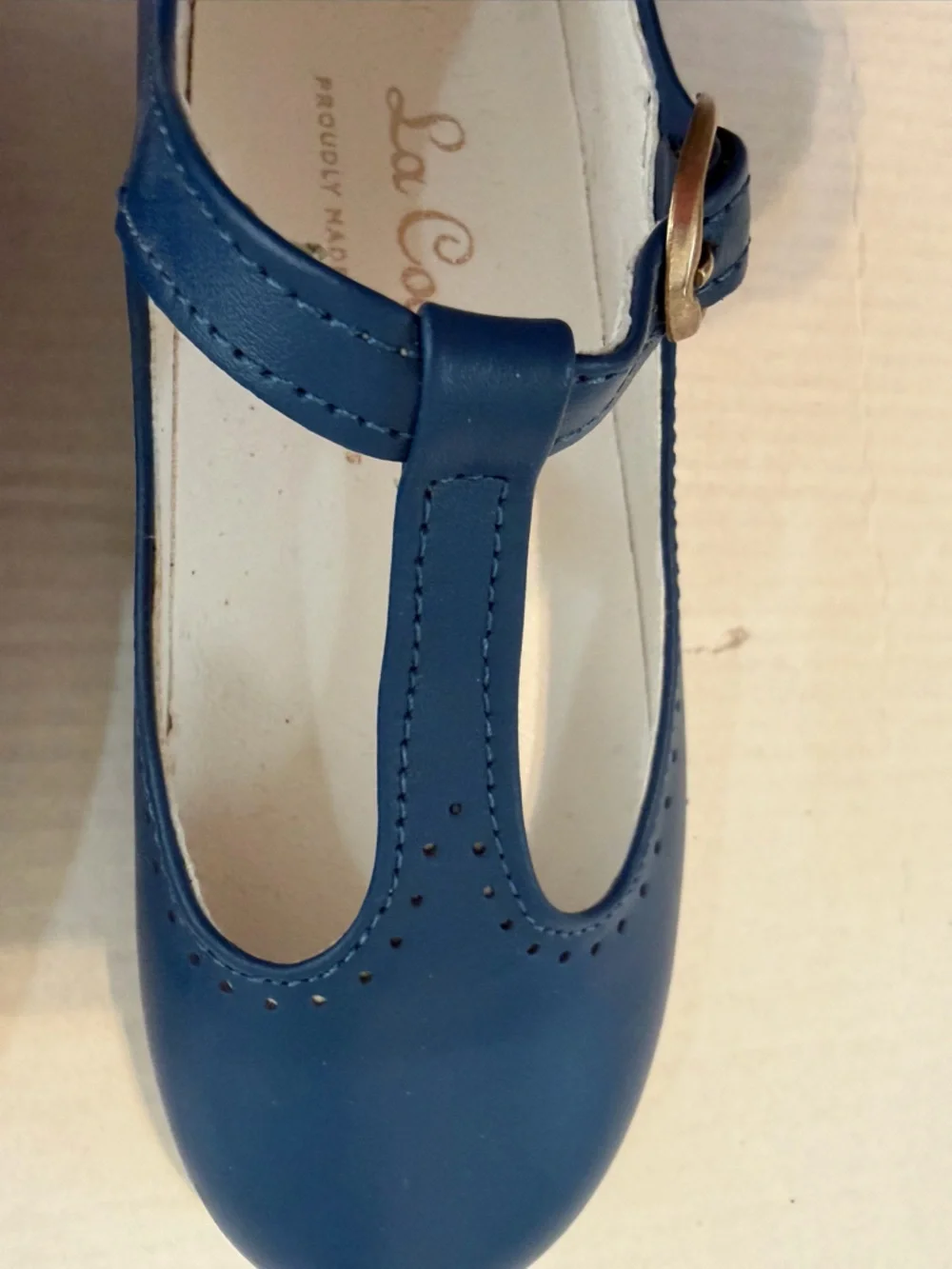 La Coqueta Cobalt Blue Leather T-Bar Mary Jane Shoes EU 25 US 9